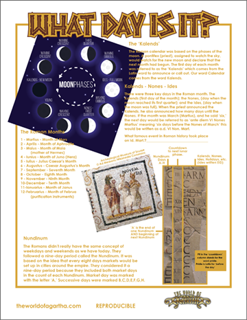 Cover of the Toner-Friendly Roman Calendar Worksheet for Kids