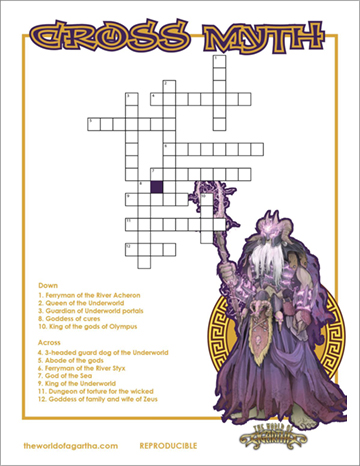 Cover of the Lite Version of the Mythology Crossword Puzzle Activity for Kids