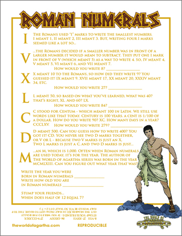 Cover of the Roman Numerals Worksheet for Kids
